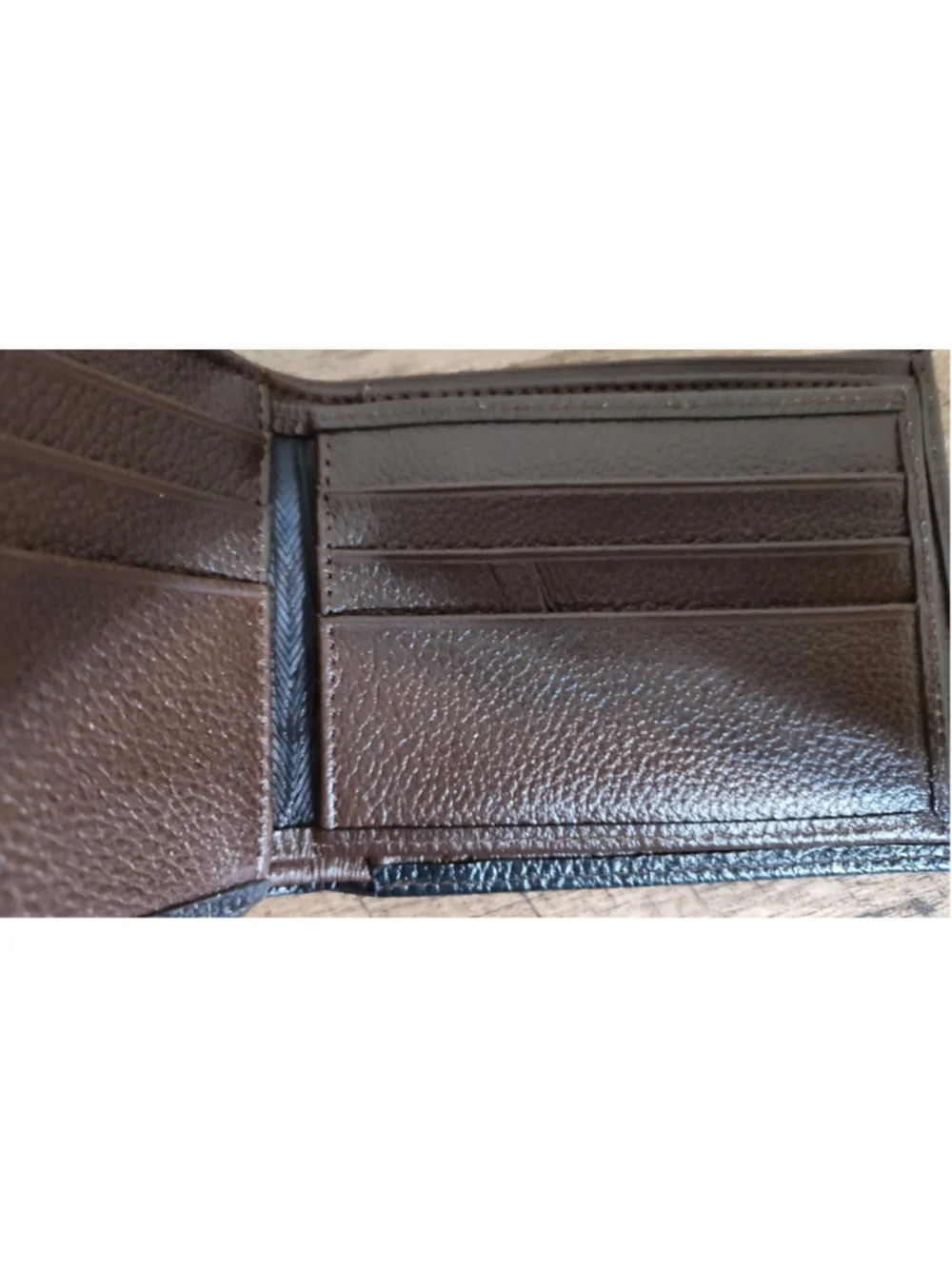 ARON Men's Black and Brown Bifold Wallet